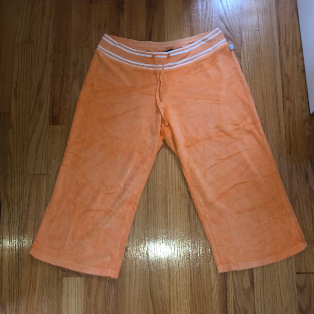 orange terry cloth Capri crop pants